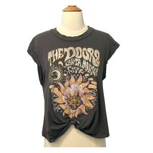 Daydreamer Free People The Doors Rolled Sleeve Graphic T-Shirt Tie-Front Size L